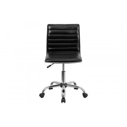 BLNK Alan Low-Back Designer Armless Ribbed Swivel Task Office Chair with Chrome Frame and Base - Black
