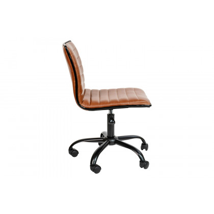 BLNK Alan Low-Back Designer Armless Ribbed Swivel Task Office Chair with Black Frame and Base - Brown