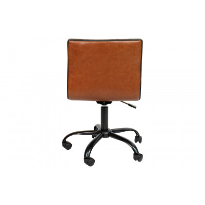 BLNK Alan Low-Back Designer Armless Ribbed Swivel Task Office Chair with Black Frame and Base - Brown