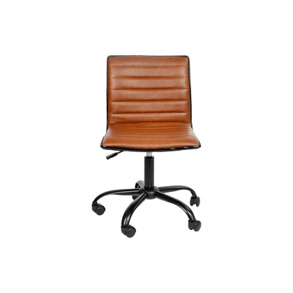BLNK Alan Low-Back Designer Armless Ribbed Swivel Task Office Chair with Black Frame and Base - Brown