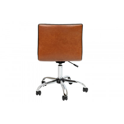 BLNK Alan Low-Back Designer Armless Ribbed Swivel Task Office Chair with Chrome Frame and Base - Brown