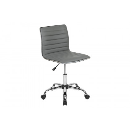 BLNK Alan Low-Back Designer Armless Ribbed Swivel Task Office Chair with Chrome Frame and Base - Light Gray