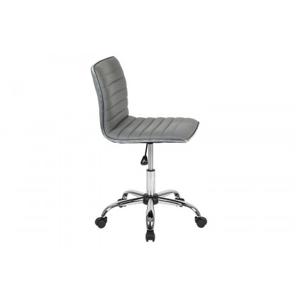 BLNK Alan Low-Back Designer Armless Ribbed Swivel Task Office Chair with Chrome Frame and Base - Light Gray