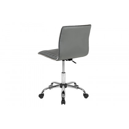 BLNK Alan Low-Back Designer Armless Ribbed Swivel Task Office Chair with Chrome Frame and Base - Light Gray