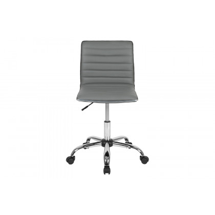 BLNK Alan Low-Back Designer Armless Ribbed Swivel Task Office Chair with Chrome Frame and Base - Light Gray
