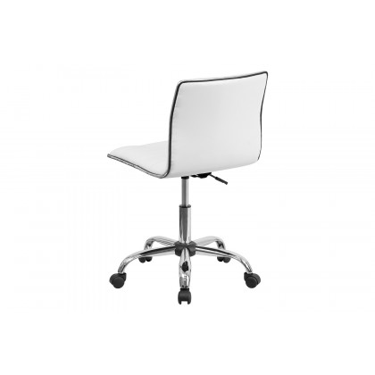 BLNK Alan Low-Back Designer Armless Ribbed Swivel Task Office Chair with Chrome Frame and Base - White