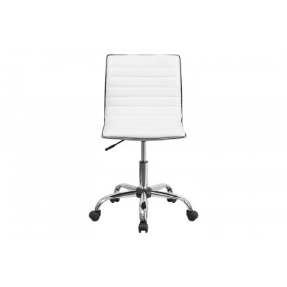 BLNK Alan Low-Back Designer Armless Ribbed Swivel Task Office Chair with Chrome Frame and Base - White