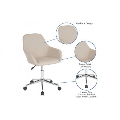 BLNK Cortana Fabric Home and Office Mid-Back Chair - Beige