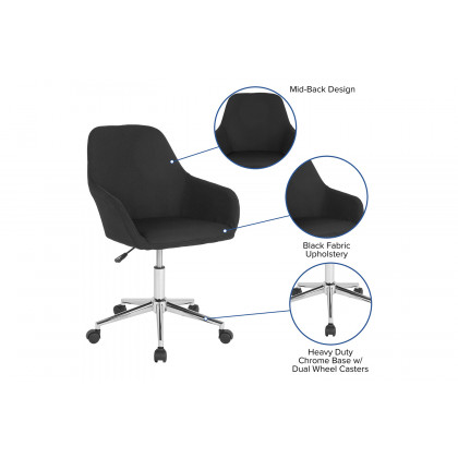 BLNK Cortana Fabric Home and Office Mid-Back Chair - Black
