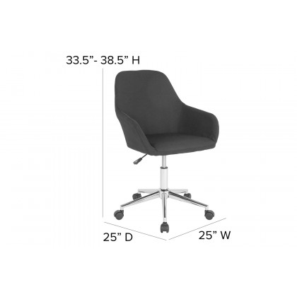 BLNK Cortana Fabric Home and Office Mid-Back Chair - Black