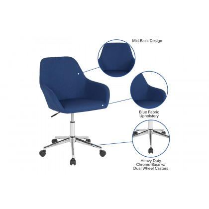 BLNK Cortana Fabric Home and Office Mid-Back Chair - Blue