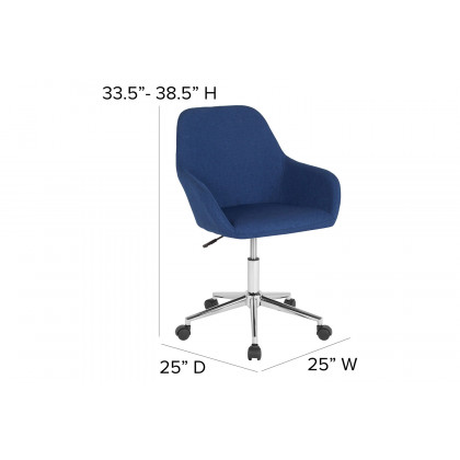 BLNK Cortana Fabric Home and Office Mid-Back Chair - Blue