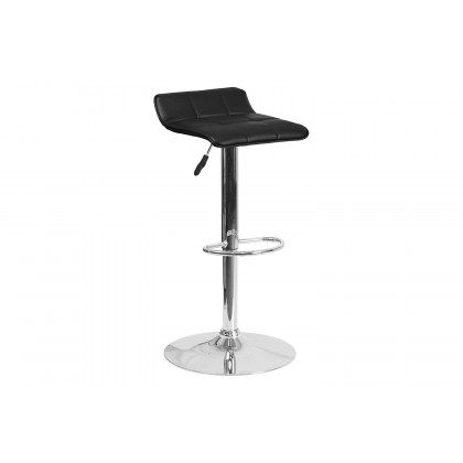 BLNK - Mark Vinyl Adjustable Height Bar Stool with Quilted Wave Seat and Chrome Base