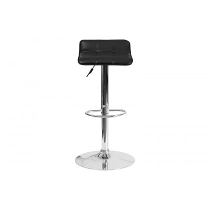 BLNK Mark Vinyl Adjustable Height Bar Stool with Quilted Wave Seat and Chrome Base - Black