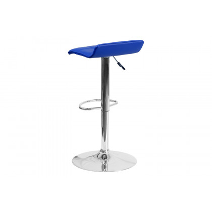 BLNK Mark Vinyl Adjustable Height Bar Stool with Quilted Wave Seat and Chrome Base - Blue