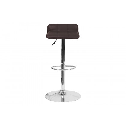 BLNK Mark Vinyl Adjustable Height Bar Stool with Quilted Wave Seat and Chrome Base - Brown