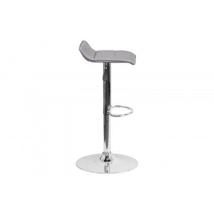 BLNK Mark Vinyl Adjustable Height Bar Stool with Quilted Wave Seat and Chrome Base - Gray