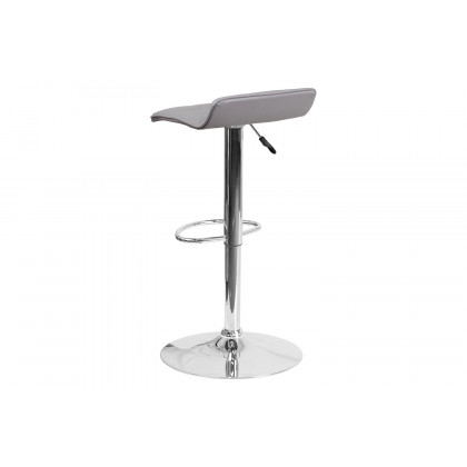 BLNK Mark Vinyl Adjustable Height Bar Stool with Quilted Wave Seat and Chrome Base - Gray