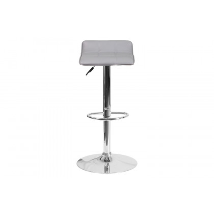 BLNK Mark Vinyl Adjustable Height Bar Stool with Quilted Wave Seat and Chrome Base - Gray