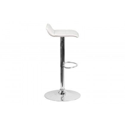 BLNK Mark Vinyl Adjustable Height Bar Stool with Quilted Wave Seat and Chrome Base - White