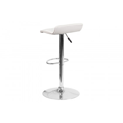 BLNK Mark Vinyl Adjustable Height Bar Stool with Quilted Wave Seat and Chrome Base - White