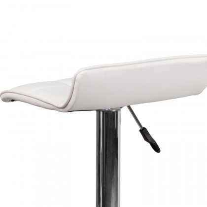 BLNK Mark Vinyl Adjustable Height Bar Stool with Quilted Wave Seat and Chrome Base - White