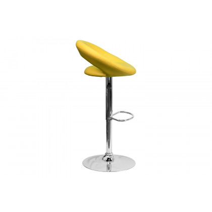 BLNK Brook Vinyl Rounded Orbit-Style Back Adjustable Height Bar Stool with Chrome Base - Yellow