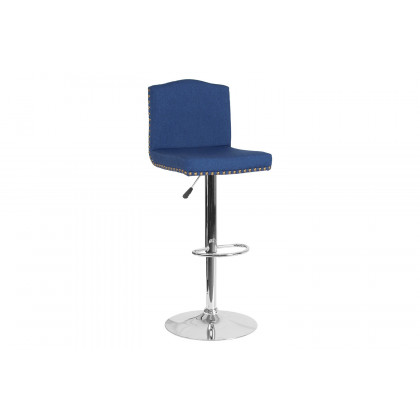 BLNK Bellagio Fabric Adjustable Height Bar Stool with Accent Nail Trim - Blue