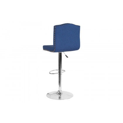 BLNK Bellagio Fabric Adjustable Height Bar Stool with Accent Nail Trim - Blue