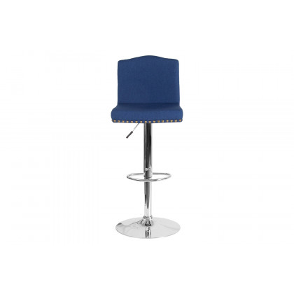 BLNK Bellagio Fabric Adjustable Height Bar Stool with Accent Nail Trim - Blue