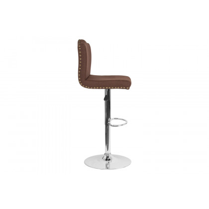 BLNK Bellagio Fabric Adjustable Height Bar Stool with Accent Nail Trim - Brown