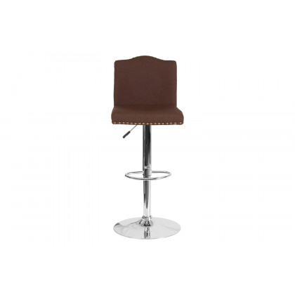 BLNK Bellagio Fabric Adjustable Height Bar Stool with Accent Nail Trim - Brown