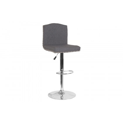BLNK Bellagio Fabric Adjustable Height Bar Stool with Accent Nail Trim - Dark Gray