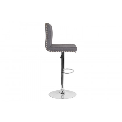 BLNK Bellagio Fabric Adjustable Height Bar Stool with Accent Nail Trim - Dark Gray