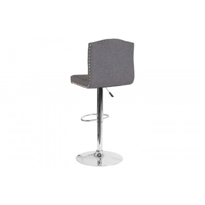 BLNK Bellagio Fabric Adjustable Height Bar Stool with Accent Nail Trim - Dark Gray