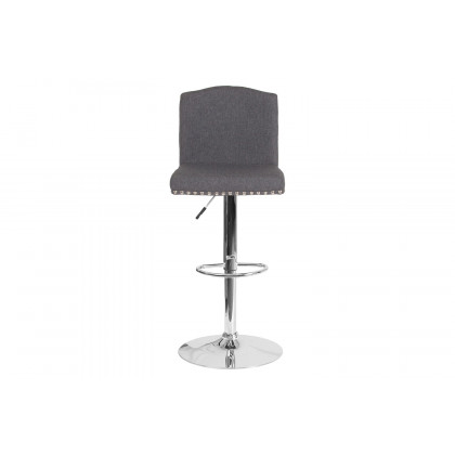 BLNK Bellagio Fabric Adjustable Height Bar Stool with Accent Nail Trim - Dark Gray