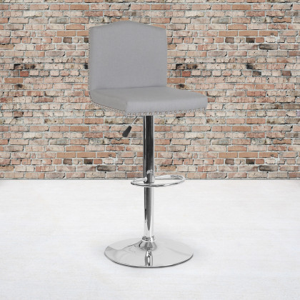 BLNK - Bellagio Fabric Adjustable Height Bar Stool with Accent Nail Trim