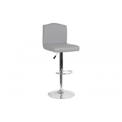 BLNK Bellagio Fabric Adjustable Height Bar Stool with Accent Nail Trim - Light Gray