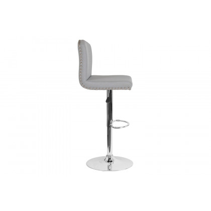 BLNK Bellagio Fabric Adjustable Height Bar Stool with Accent Nail Trim - Light Gray