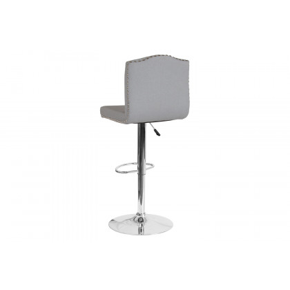 BLNK Bellagio Fabric Adjustable Height Bar Stool with Accent Nail Trim - Light Gray