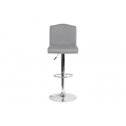 BLNK Bellagio Fabric Adjustable Height Bar Stool with Accent Nail Trim - Light Gray