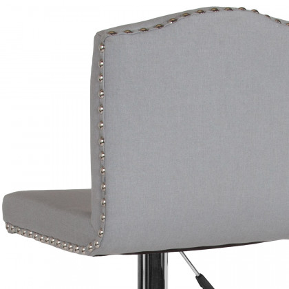 BLNK Bellagio Fabric Adjustable Height Bar Stool with Accent Nail Trim - Light Gray
