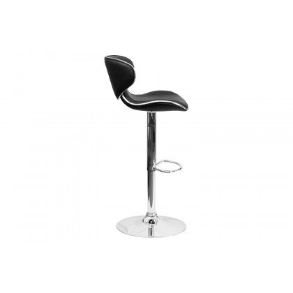 BLNK Devin Vinyl Cozy Mid-Back Adjustable Height Bar Stool with Chrome Base - Black