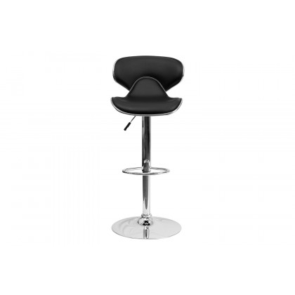 BLNK Devin Vinyl Cozy Mid-Back Adjustable Height Bar Stool with Chrome Base - Black