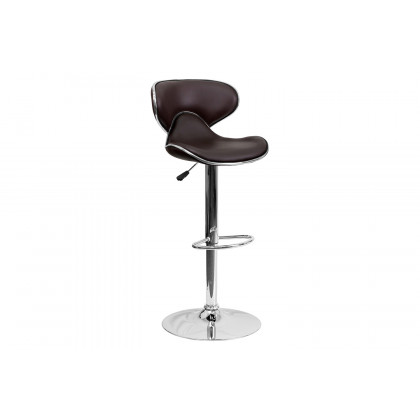 BLNK Devin Vinyl Cozy Mid-Back Adjustable Height Bar Stool with Chrome Base - Brown