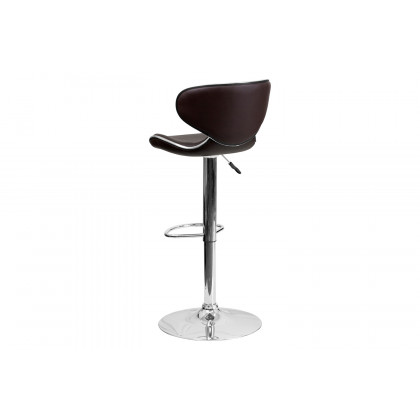 BLNK Devin Vinyl Cozy Mid-Back Adjustable Height Bar Stool with Chrome Base - Brown