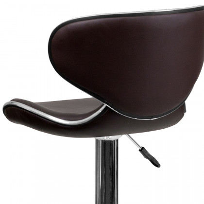 BLNK Devin Vinyl Cozy Mid-Back Adjustable Height Bar Stool with Chrome Base - Brown