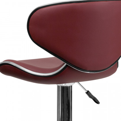 BLNK Devin Vinyl Cozy Mid-Back Adjustable Height Bar Stool with Chrome Base - Burgundy