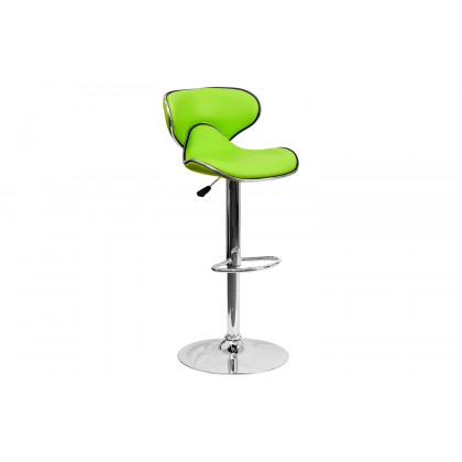 BLNK Devin Vinyl Cozy Mid-Back Adjustable Height Bar Stool with Chrome Base - Green