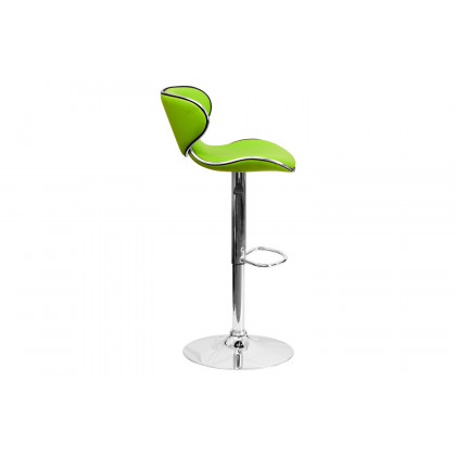 BLNK Devin Vinyl Cozy Mid-Back Adjustable Height Bar Stool with Chrome Base - Green